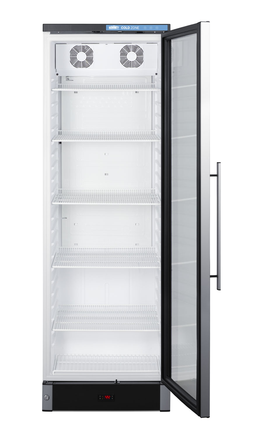 Commercial glass door beverage center with lock
